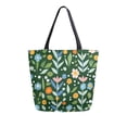 thumbnail image 1 of FORMRS Womens Canvas Tote Bag with Zipper Inner Pocket Shoulder Handbag, Flourish Flowers Pattern, 1 of 7
