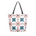 thumbnail image 1 of FORMRS Womens Canvas Tote Bag with Zipper Inner Pocket Shoulder Handbag, Flowers Geometric Pattern, 1 of 7
