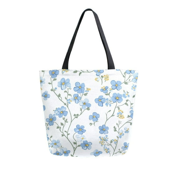 FORMRS Womens Canvas Tote Bag with Zipper Inner Pocket Shoulder Handbag, Forget Me Not