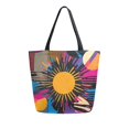 thumbnail image 1 of FORMRS Womens Canvas Tote Bag with Zipper Inner Pocket Shoulder Handbag, Futuristic Circles, 1 of 7
