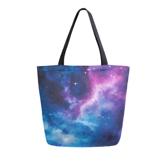 FORMRS Womens Canvas Tote Bag with Zipper Inner Pocket Shoulder Handbag, Galaxy Pattern