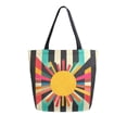 thumbnail image 1 of FORMRS Womens Canvas Tote Bag with Zipper Inner Pocket Shoulder Handbag, Geometric Sun, 1 of 7