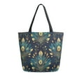 thumbnail image 1 of FORMRS Womens Canvas Tote Bag with Zipper Inner Pocket Shoulder Handbag, Gold Peacock Pattern, 1 of 7