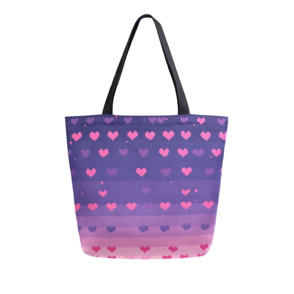 FORMRS Womens Canvas Tote Bag with Zipper Inner Pocket Shoulder Handbag, Gradient Love