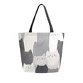 thumbnail image 1 of FORMRS Womens Canvas Tote Bag with Zipper Inner Pocket Shoulder Handbag, Gray Cute Cats, 1 of 7