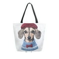 thumbnail image 1 of FORMRS Womens Canvas Tote Bag with Zipper Inner Pocket Shoulder Handbag, Gray Cute Dog Artist, 1 of 7