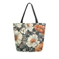 thumbnail image 1 of FORMRS Womens Canvas Tote Bag with Zipper Inner Pocket Shoulder Handbag, Gray Floral Pattern, 1 of 7