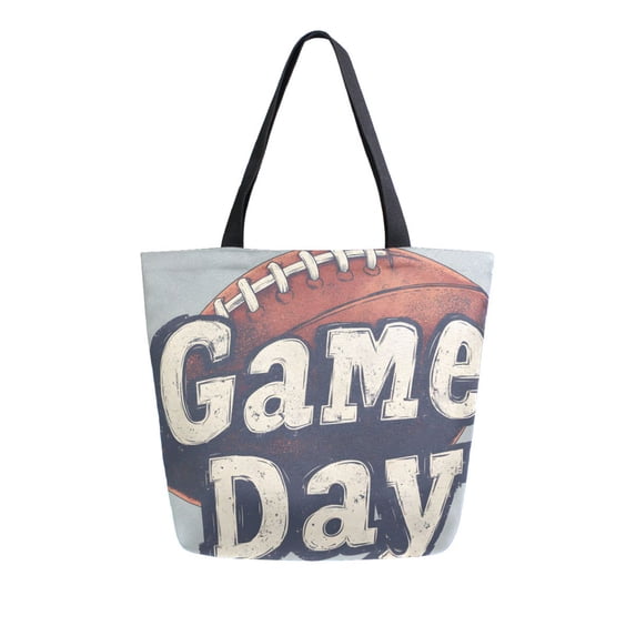 FORMRS Womens Canvas Tote Bag with Zipper Inner Pocket Shoulder Handbag, Gray Game Day
