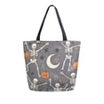 thumbnail image 1 of FORMRS Womens Canvas Tote Bag with Zipper Inner Pocket Shoulder Handbag, Gray Halloween Skeleton, 1 of 7