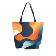 thumbnail image 1 of FORMRS Womens Canvas Tote Bag with Zipper Inner Pocket Shoulder Handbag, Green Abstract Wavy, 1 of 7