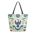 thumbnail image 1 of FORMRS Womens Canvas Tote Bag with Zipper Inner Pocket Shoulder Handbag, Green Animals Pattern, 1 of 7