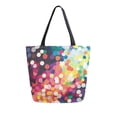 thumbnail image 1 of FORMRS Womens Canvas Tote Bag with Zipper Inner Pocket Shoulder Handbag, Green Colorful Circles, 1 of 7