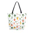 thumbnail image 1 of FORMRS Womens Canvas Tote Bag with Zipper Inner Pocket Shoulder Handbag, Green Cute Vegetables, 1 of 7