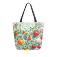 thumbnail image 1 of FORMRS Womens Canvas Tote Bag with Zipper Inner Pocket Shoulder Handbag, Green Floral Tomatoes, 1 of 7