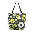 thumbnail image 1 of FORMRS Womens Canvas Tote Bag with Zipper Inner Pocket Shoulder Handbag, Green Flower Pattern, 1 of 7