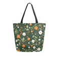 thumbnail image 1 of FORMRS Womens Canvas Tote Bag with Zipper Inner Pocket Shoulder Handbag, Green Flowers Pattern, 1 of 7