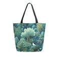 thumbnail image 1 of FORMRS Womens Canvas Tote Bag with Zipper Inner Pocket Shoulder Handbag, Green Forest Pattern, 1 of 7