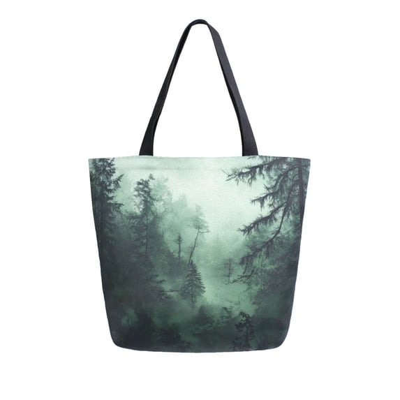 FORMRS Womens Canvas Tote Bag with Zipper Inner Pocket Shoulder Handbag, Green Forest