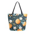 thumbnail image 1 of FORMRS Womens Canvas Tote Bag with Zipper Inner Pocket Shoulder Handbag, Green Oranges, 1 of 7