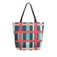 thumbnail image 1 of FORMRS Womens Canvas Tote Bag with Zipper Inner Pocket Shoulder Handbag, Green Plaid, 1 of 7