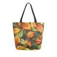 thumbnail image 1 of FORMRS Womens Canvas Tote Bag with Zipper Inner Pocket Shoulder Handbag, Green Retro Leaves, 1 of 7
