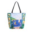 thumbnail image 1 of FORMRS Womens Canvas Tote Bag with Zipper Inner Pocket Shoulder Handbag, Green Seaside, 1 of 7