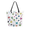 thumbnail image 1 of FORMRS Womens Canvas Tote Bag with Zipper Inner Pocket Shoulder Handbag, Green Stars, 1 of 7