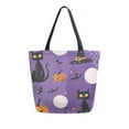 thumbnail image 1 of FORMRS Womens Canvas Tote Bag with Zipper Inner Pocket Shoulder Handbag, Halloween Black Cat, 1 of 7