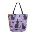 thumbnail image 1 of FORMRS Womens Canvas Tote Bag with Zipper Inner Pocket Shoulder Handbag, Halloween Cats, 1 of 7