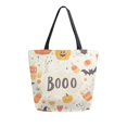 thumbnail image 1 of FORMRS Womens Canvas Tote Bag with Zipper Inner Pocket Shoulder Handbag, Halloween Cute Pumpkins, 1 of 7