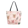 thumbnail image 1 of FORMRS Womens Canvas Tote Bag with Zipper Inner Pocket Shoulder Handbag, Hand Drawn Cups, 1 of 7