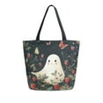 thumbnail image 1 of FORMRS Womens Canvas Tote Bag with Zipper Inner Pocket Shoulder Handbag, Happy Ghost, 1 of 7