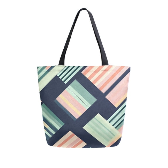 FORMRS Womens Canvas Tote Bag with Zipper Inner Pocket Shoulder Handbag, Isometric Pink