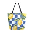thumbnail image 1 of FORMRS Womens Canvas Tote Bag with Zipper Inner Pocket Shoulder Handbag, Lemon Checkered, 1 of 7