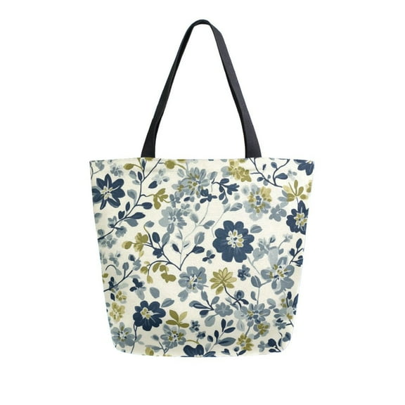 FORMRS Womens Canvas Tote Bag with Zipper Inner Pocket Shoulder Handbag, Light Floral
