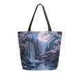 thumbnail image 1 of FORMRS Womens Canvas Tote Bag with Zipper Inner Pocket Shoulder Handbag, Moon Floral Waterfall, 1 of 7