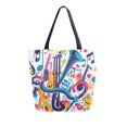 thumbnail image 1 of FORMRS Womens Canvas Tote Bag with Zipper Inner Pocket Shoulder Handbag, Musical Pattern, 1 of 7