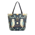 thumbnail image 1 of FORMRS Womens Canvas Tote Bag with Zipper Inner Pocket Shoulder Handbag, Mystical Owls Pattern, 1 of 7