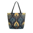 thumbnail image 1 of FORMRS Womens Canvas Tote Bag with Zipper Inner Pocket Shoulder Handbag, Navy Blue Art Pattern, 1 of 7