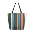 thumbnail image 1 of FORMRS Womens Canvas Tote Bag with Zipper Inner Pocket Shoulder Handbag, Navy Blue Stripes, 1 of 7