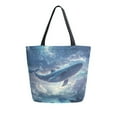 thumbnail image 1 of FORMRS Womens Canvas Tote Bag with Zipper Inner Pocket Shoulder Handbag, Night Floating Whale, 1 of 7