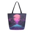 thumbnail image 1 of FORMRS Womens Canvas Tote Bag with Zipper Inner Pocket Shoulder Handbag, Night Neon Road, 1 of 7