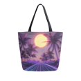 thumbnail image 1 of FORMRS Womens Canvas Tote Bag with Zipper Inner Pocket Shoulder Handbag, Night Purple Road, 1 of 7