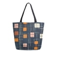 thumbnail image 1 of FORMRS Womens Canvas Tote Bag with Zipper Inner Pocket Shoulder Handbag, Orange Checkered Pattern, 1 of 7