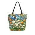 thumbnail image 1 of FORMRS Womens Canvas Tote Bag with Zipper Inner Pocket Shoulder Handbag, Orange Floral Garden, 1 of 7