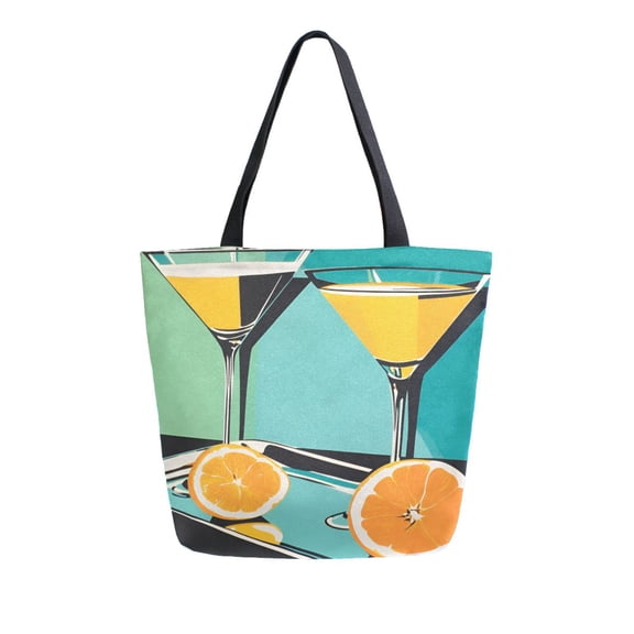 FORMRS Womens Canvas Tote Bag with Zipper Inner Pocket Shoulder Handbag, Orange Glasses