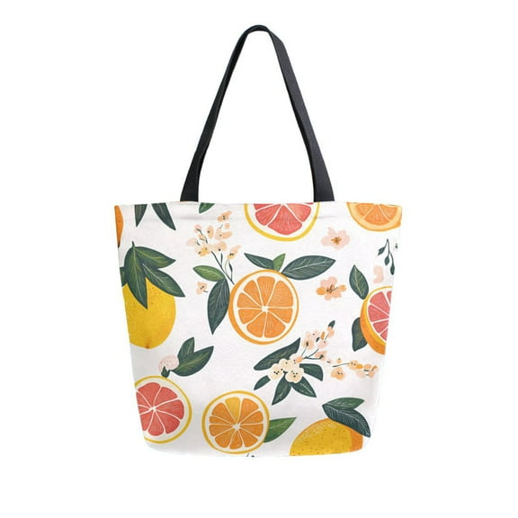 FORMRS Womens Canvas Tote Bag with Zipper Inner Pocket Shoulder Handbag, Orange Slices