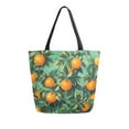 thumbnail image 1 of FORMRS Womens Canvas Tote Bag with Zipper Inner Pocket Shoulder Handbag, Orange Tree Pattern, 1 of 7