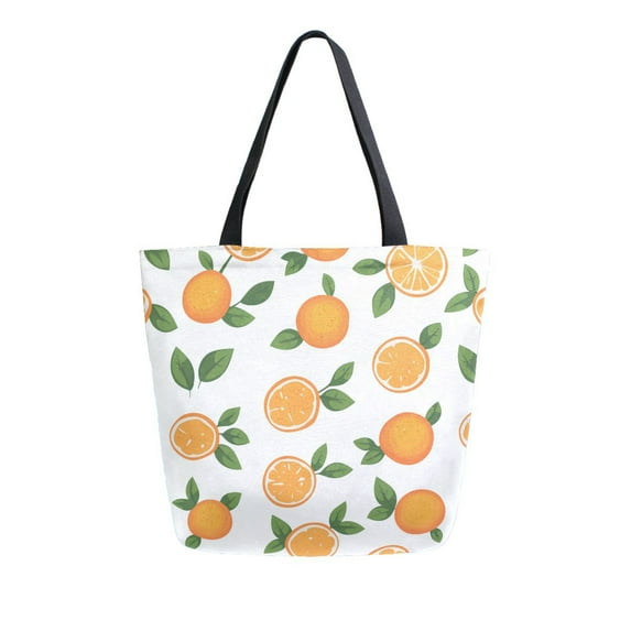 FORMRS Womens Canvas Tote Bag with Zipper Inner Pocket Shoulder Handbag, Orange