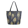 thumbnail image 1 of FORMRS Womens Canvas Tote Bag with Zipper Inner Pocket Shoulder Handbag, Peacock Feathers Pattern, 1 of 7